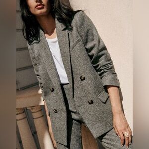 NWT Sézane Christie Blazer Jacket in Grey mottled Size 38/6 Rare Sold out